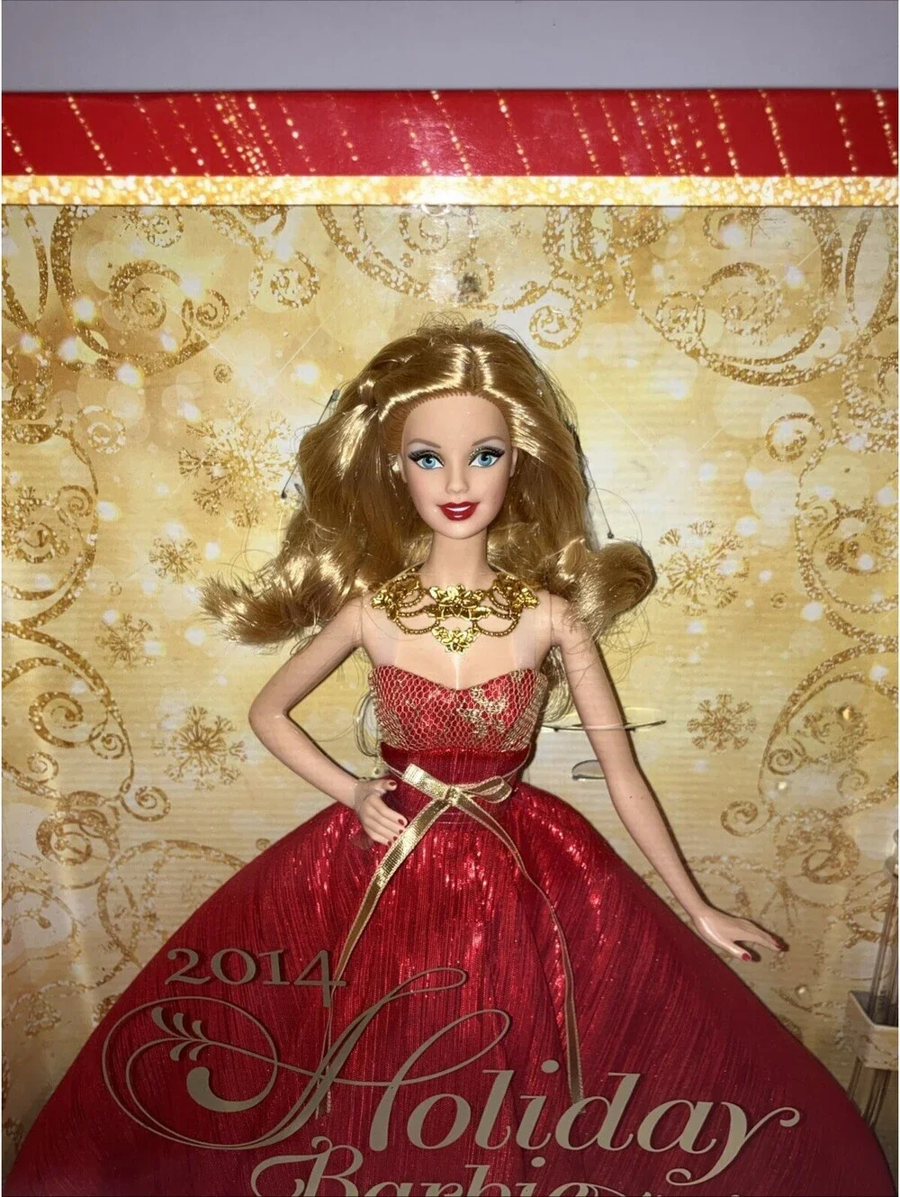 VINTAGE 2014 Holiday Barbie Doll Mattel Red & Gold Collector Edition NEW SEALED